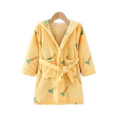 Imagem de Pijamas De Flanela Para Crianças, Robe Macio Com Capuz, Roupas De Dorm