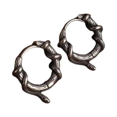 Imagem de Brincos De Argola Góticos Masculinos Com Caveira, Hipoalergênicos, Joi