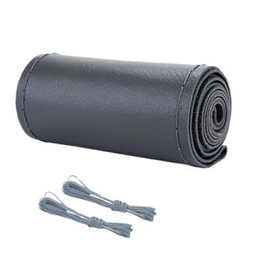 Imagem de Capa de volante da trança, trança de couro para volante, estação universal, antiderrapante e respirável (cinza)