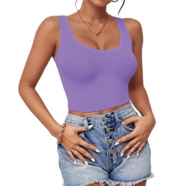 Imagem de Top Corto AURUZA Sin Mangas Cuello U Espalda Deportiva Morado Talla M