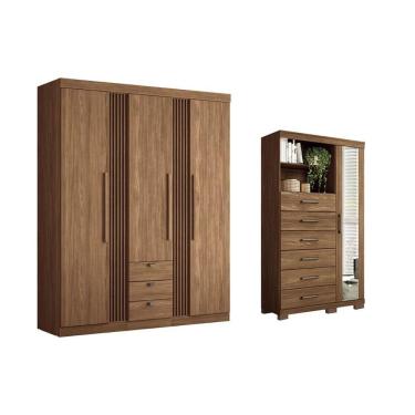 Imagem de Guarda Roupa 2 Peças (1guardaroupa+1cômoda) Qc265 Jatobá - Santos Andirá
