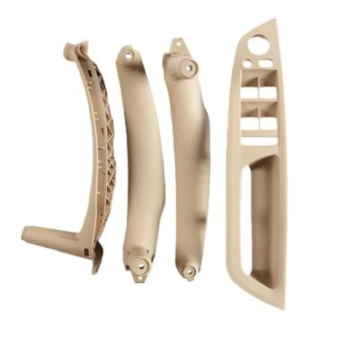 Imagem de Maçaneta interna da porta do carro, compatível com bmw x5, x5, e70, e71, e72, fibra de carbono, lhd, rhd, painel interno, capa de guarnição, 7 opções de cores(Beige RHD)