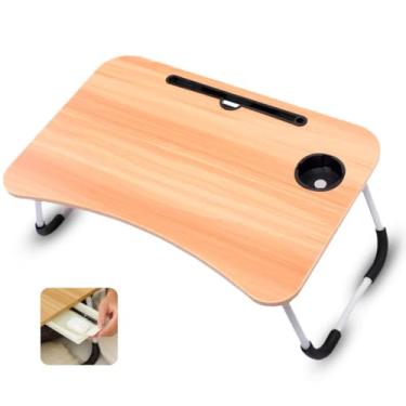 Imagem de Mesa Dobrável Para Notebook Cama Sofá Estudo Home Office Madeira Mesinha Portátil Multiuso