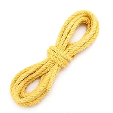 Imagem de Corda de juta de 5 mm, corda de 4,6 m, corda de artesanato natural perfeita para obras de arte, jardinagem, agrupamento, acampamento, decoração e artesanato DIY (cor: amarelo)