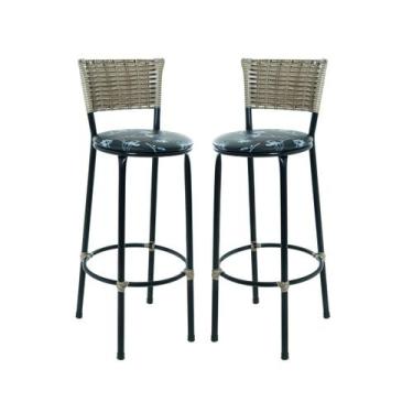 Imagem de Kit 2 banquetas altas de fibra sintetica cor capuccino - Espaço Junco,