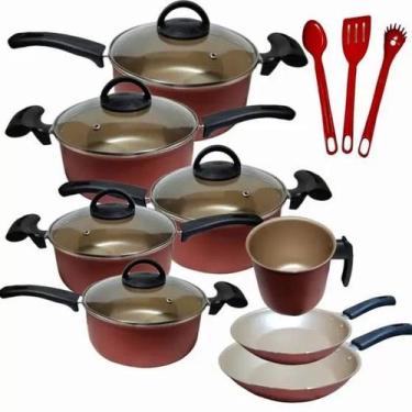 Imagem de Conjunto Teflon Antiaderente 11 Peças - MARCOLAR, Cereja