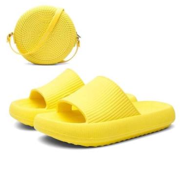 Imagem de Chinelo Nuvem Slide Leve + Bolsa Quebek Tiracolo, Amarelo, 42/43