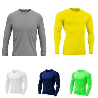 Imagem de Kit 5 Camisas Masculina Manga Longa Malha Fria Várias Cores - Genérico