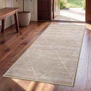 Imagem de QiCaiJia Tapete de corredor de corredor 5 x 12 cm, tapete de corredor de cozinha lavável antiderrapante, tapete fino para entrada embaixo da porta, tapete interno macio de baixa pilha para lavanderia