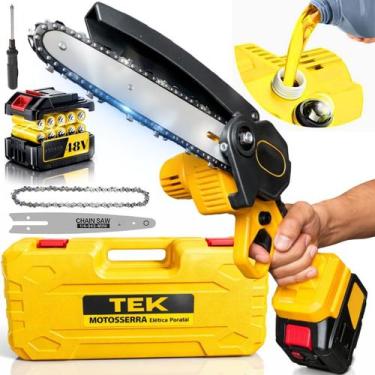 Imagem de Moto Serra Elétrica A Bateria Bivolt Portátil Motosserra Mini Acompanh