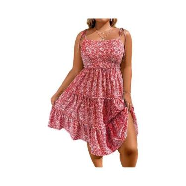 Imagem de Vestido Mini Floral plus Size Casual De Verão Confortável Com Manga Cu