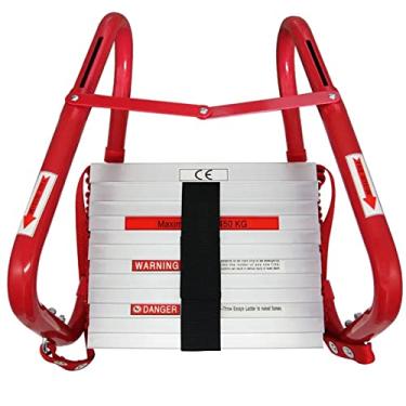 Imagem de Escada portátil para escadas de incêndio de 3 m com degraus antiderrapantes e degraus largos, escada de resgate de emergência de 2 a 6 andares, ideal para uso interno/externo, casa na árvore e