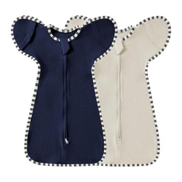 Imagem de Cobertor para bebês recém-nascidos e bebês, conjunto de 2 peças de pijama infantil, zíper bidirecional, fácil de colocar e tirar (cinza + azul escuro, P (0 a 3 meses))