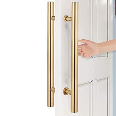 Imagem de Puxador de porta, aço inoxidável - Puxador de luxo contemporâneo para portas da frente, celeiro, chuveiro, vidro - puxador de pressão - Design moderno