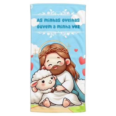 Imagem de Toalha De Banho Menina e Menino Estampa Infantil Jesus Cute Religioso 
