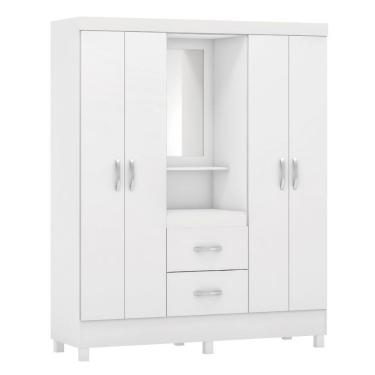Imagem de Guarda Roupa Capelinha Lord 4 Portas Com Espelho Branco/rosa Demóbile Branco/rosa