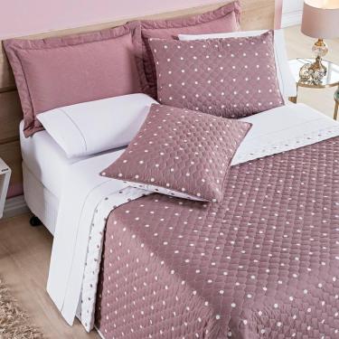 Imagem de Cobre Leito 200 Fios Petit Poá Casal Padrão 03 Peças - Rose