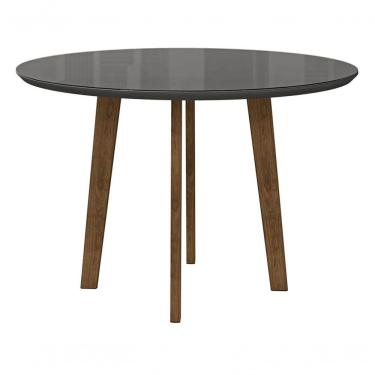 Imagem de Mesa De Jantar Redonda Turmalina 4 Lugares Pés Oblongo Cinza Com Vidro - Rv Moveis