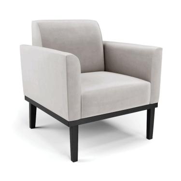 Imagem de Conjunto Poltrona E Namoradeira Decorativa Pés Fixo Em Madeira Preto Veludo Cinza