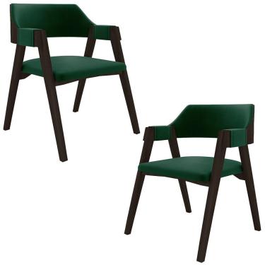 Imagem de Kit 2 Cadeiras Sala De Jantar E Jogos Carteados Madeira Maciça Poker Veludo Verde-capuccino G42 - Gran Belo