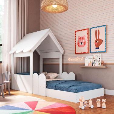 Imagem de Cama Infantil Montessoriana Casinha Branca Completa