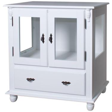 Imagem de Cristaleira Baixa Lateral 2 Portas de Vidro 1 Gaveta Imbuia