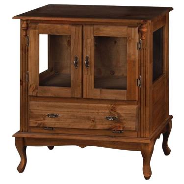 Imagem de Cristaleira Baixa 2 Portas de Vidro e 1 Gaveta Castanho