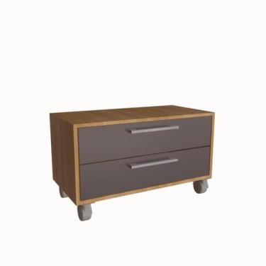 Imagem de Balcão Baixo Alice Com Rodizio E 2 Gavetas Mel Grafite - Faema