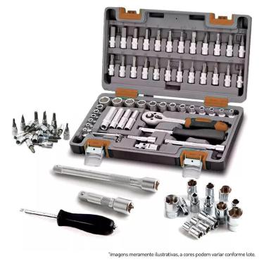 Imagem de Kit Maleta Jogo De Chave Catraca Completo 57 Peças Fortt Preto - Kjc001-p