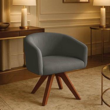 Imagem de Poltrona Sala Base Giratória Madeira Arielle Suede D03 - D'rossi Grafi