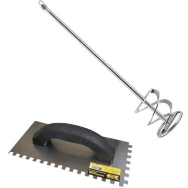 Imagem de Kit 1 Batedor Misturador de Tinta Gesso Argamasssa com 1 Desempenadeir