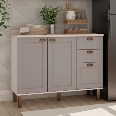 Imagem de Balcão De Cozinha Genialflex Iluminata 120cm S-tampo Bco Fdi