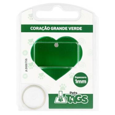 Imagem de Plaquinha de Identificação Personalizada - Coração Verde G - PETSTAGS