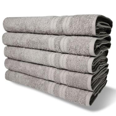Imagem de Kit 5 Toalhas De Banho 430g/m² Grande Grossa 80x150cm Itália Soft Cinza