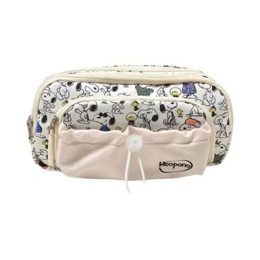 Imagem de Estojo De Lápis Kawaii Snoopy Em Lona Com Múltiplas Camadas E Cordão, 