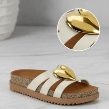 Imagem de Papete Moleca Feminina Fivela Coração Anatômica - Branco Off-Feminino