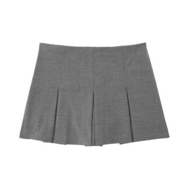 Imagem de Shorts Saia Plissada De Cintura Alta Para Mulheres, Shorts Casuais Bás