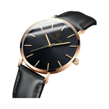Imagem de Relógio De Pulso Masculino De Luxo Ultra Fino Em Couro Quartz KEMANQI,