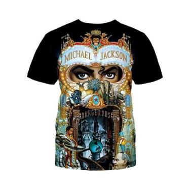 Imagem de Camiseta Masculina Retrô Michael Jackson Hip-Hop Verão Casual Harajuku