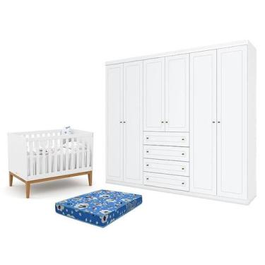 Imagem de Berço Americano Unique Branco Soft Eco Wood - Matic e Guarda Roupa Cas