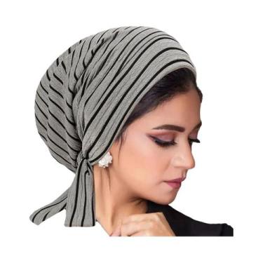 Imagem de Turbante Moderno Com Listras Para Mulheres, Hijab Muçulmano, Lenço De 