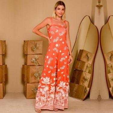 Imagem de Macacão Pantalona Alça Fina B’Bonnie Noa Estampa Terra-Feminino