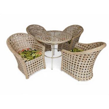 Imagem de Conjunto Jogo 4 Poltronas 1 Mesa Redonda 90cm Minas em Fibra Sintética