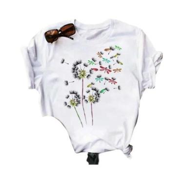 Imagem de Camiseta Feminina Preta Com Estampa De Borboleta E Girassol Kawaii, Co