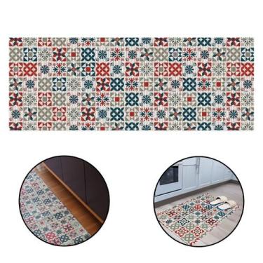 Imagem de Passadeira Tapete Cozinha Antiderrapante Tropical Azulejos 2.0 43x130c
