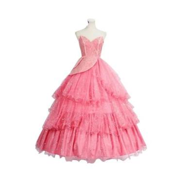 Imagem de Fantasia De Cosplay Da Bruxa Glinda a Boa Para Adultos, Vestido Rosa D