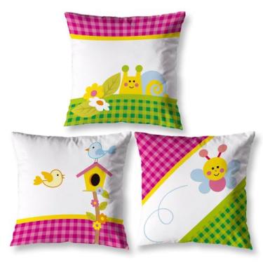 Imagem de Kit 3 Capa de Almofada Estampadas Infantil 40cm x 40cm Zíper invisível