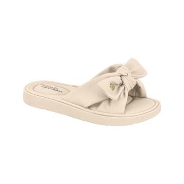 Imagem de Sandália Slide Modare Feminina Nobuck Ultra Soft Laço, Creme, 38