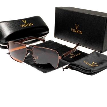 Imagem de Óculos De Sol Vinkin Masculino Polarizado Uv400 Luxuoso, Marrom