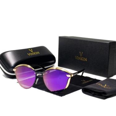 Imagem de Óculos De Sol Vinkin Feminino Polarizado UV400 Luxuoso, Lilás